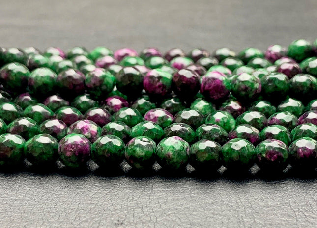 6 mm Faceted Round Ruby Zoisite Color Agate Gemstone Beads Genuine Agate Gemstone Loose Beads 14 Inches Strand #2810