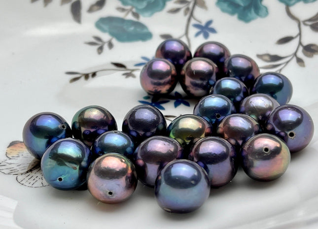 ONE Piece AAA 12-15 mm Rainbow Blue Green Purple Peacock Top Quality High Luster Through Drilled Baroque Edison Freshwater Pearls #P2156