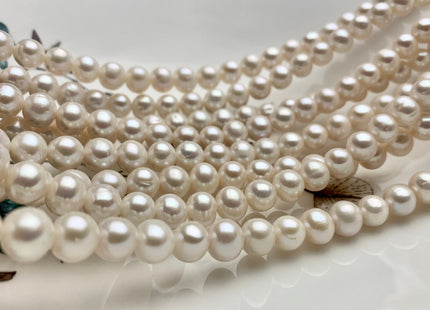 8-9 mm AA Natural White Off Round Freshwater Pearl Beads Genuine High Luster White Cultured Freshwater Pearls 45-54 Pieces #P1175