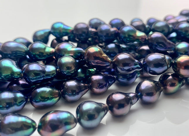 6.5-8x8-11 mm AAA Rainbow Peacock Edison Baroque Freshwater Pearl Tear Drop Shape Bead Genuine High Luster Top Quality Edison Pearls #P1017