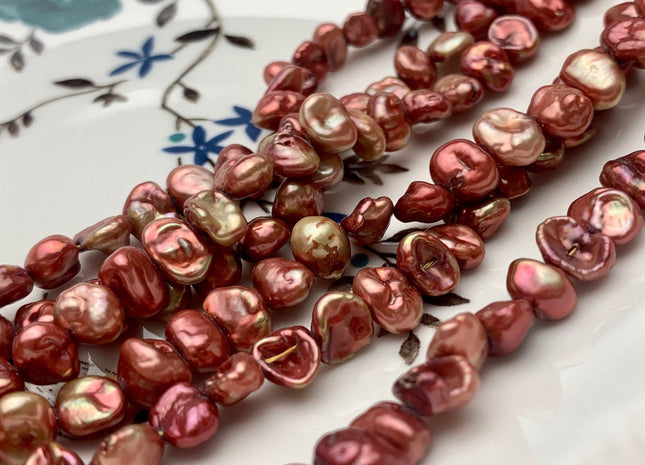 6x7-8 mm Tan Brown Keshi Freshwater Pearls Center Drilled Keshi Pearl Beads Rare Tan Brown Genuine Keishi Freshwater Pearls 67 Pieces #P1526