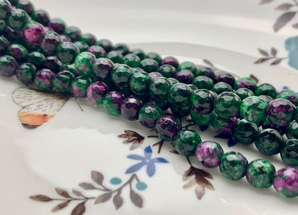 6 mm Faceted Round Ruby Zoisite Color Agate Gemstone Beads Genuine Agate Gemstone Loose Beads 14 Inches Strand #2810