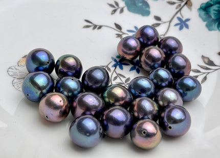 ONE Piece AAA 12-15 mm Rainbow Blue Green Purple Peacock Top Quality High Luster Through Drilled Baroque Edison Freshwater Pearls #P2156