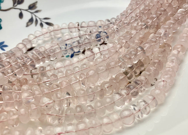 6mm 7mm 8mm 9mm 10mm 11mm 12mm 13mm 100% All Natural Smooth Rondelle Rose Quartz Gemstone Beads Genuine Natural Quartz 8 Inches Strand #3720