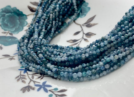2.5mm 3mm Faceted Round Gemmy Natural Kyanite Gemstone Beads Genuine Natural Multi Blue Color Kyanite Gemstone Beads 15 Inches Strand #3680