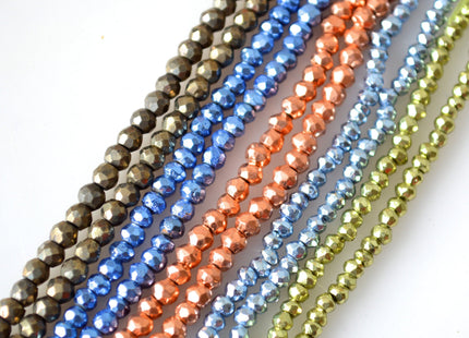 Semi Precious Gemstone 3-4 mm Pyrite Beads Green Blue Copper Golden Color Faceted Round Shape Size Approx. 3-4mm #2029