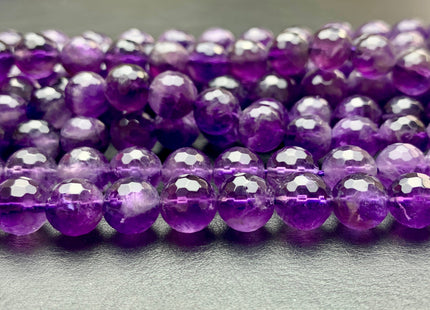 8mm 10mm 12mm Faceted Round Half Strand Amethyst Beads February Birthstone Natural Genuine Natural Amethyst Beads 8 Inches Strand #3526