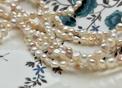 64 inches Genuine Natural White & Pink Round Potato Nugget 7mm Freshwater Pearl Necklace, Bridal Pearl Necklace Long Pearl Necklace #661