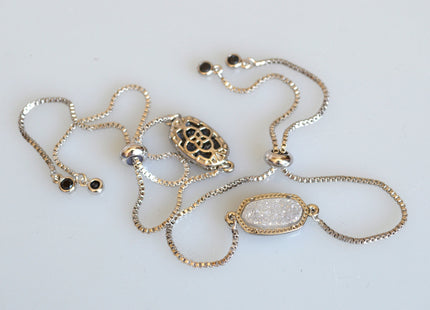 New Style Gemstone Bracelet Druzy Drusy Agate Bracelet Reversible Bracelet Adjustable Chain #2114