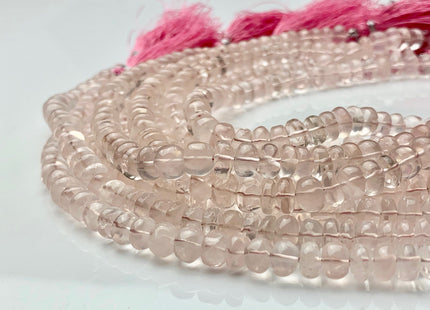 6mm 7mm 8mm 9mm 10mm 11mm 12mm 13mm 100% All Natural Smooth Rondelle Rose Quartz Gemstone Beads Genuine Natural Quartz 8 Inches Strand #3720