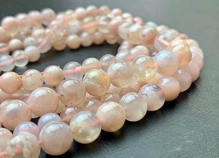 6mm 8 mm 10 mm Smooth Round Natural Sakura Cherry Blossom Agate Gemstone Beads Natural Translucent Pink Color Agate 15.5 Inches Strand #2716