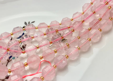 9x10mm 11x12mm AAA Half Strand Faceted Energy Prism Cut Rose Quartz Gemstone Genuine Double Terminated Points Natural Pink RoseQuartz #3587