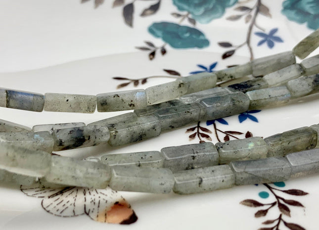 4-5x13 mm Cuboid Tube Shape Light Multi Gray Color Labradorite Gemstone Beads Gray Labradorite Loose Beads 15.5 Inches Strand #2964