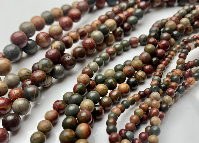 4mm 6mm 8mm 10mm AAA Smooth Round Natural Red Creek Jasper Gemstone Beads Multi Red Green Brown Color Jasper Loose Beads #2297