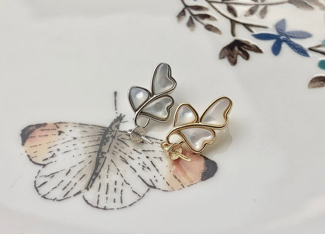 One Piece 925 Sterling Silver/Gold Pendant Setting Findings For Half Drilled Pearls Butterfly Wing Design Sterling Silver Pendant #10195