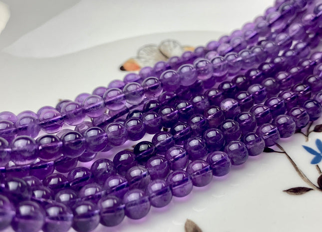 BEST DEAL 6 mm AAA Top Quality Smooth Round Amethyst Gemstone Bead February Birthstone Beads Natural Darker Purple Amethyst #2562