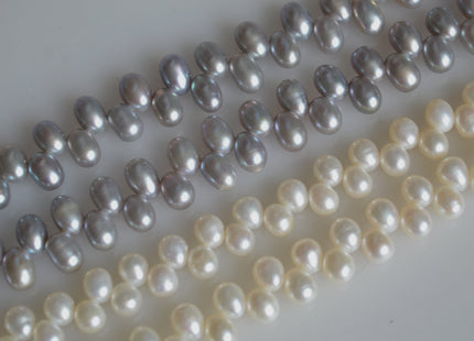 6x6-7mm Drop Shape & 8-10x6mm Oval Shape Top Drilled Freshwater Pearl Beads Dancing Genuine Cultured Freshwater Pearls #757