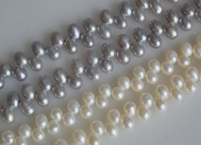 6x6-7mm Drop Shape & 8-10x6mm Oval Shape Top Drilled Freshwater Pearl Beads Dancing Genuine Cultured Freshwater Pearls #757