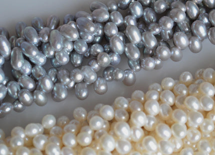 6x6-7mm Drop Shape & 8-10x6mm Oval Shape Top Drilled Freshwater Pearl Beads Dancing Genuine Cultured Freshwater Pearls #757