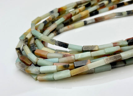 4-5x13 mm Cuboid Tube Shape Flower Amazonite Gemstone Beads Green Orange Amazonite Gemstones Loose Beads 15.5 Inches Strand #3823