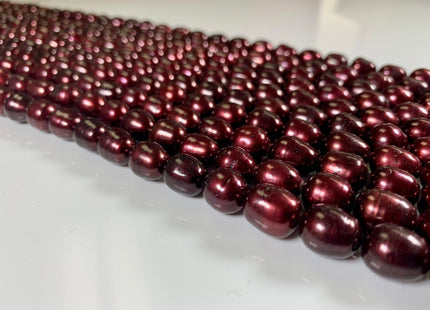 10x12 mm AA Mahogany Color Rice / Oval Shape Freshwater Pearl Beads Genuine Freshwater Rice Pearls Rare Burgundy Red Color High Luster #1148
