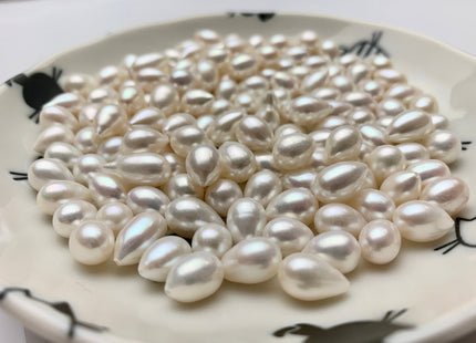 One Piece AAA 7.5x11-13 mm Top Quality High Luster Tear Drop Half Drilled Freshwater Pearls Genuine Natural White Freshwater Pearls #1637