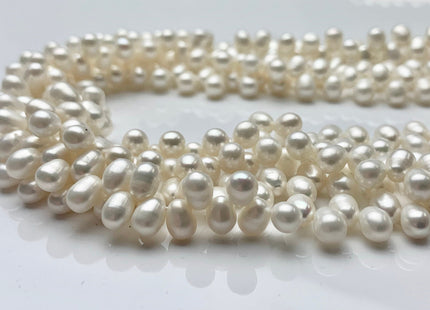 5x7mm 6x8mm AAA Top Drilled Natural White Rice Freshwater Pearl Beads Genuine Cultured Freshwater Pearls Smooth Natural Dancing Pearls #458