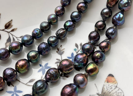 10-11 mm AAA Potato or Teardrop Peacock Baroque Freshwater Cultured Baroque Edison Pearls Rare Peacock Color Freshwater Pearl Beads #P1953