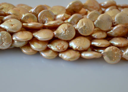 11 mm Freshwater Coin Pearl Beads Light Champagne, Cultured Freshwater Coin Pearl, Genuine Freshwater Pearl Beads #149