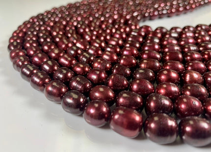 10x12 mm AA Mahogany Color Rice / Oval Shape Freshwater Pearl Beads Genuine Freshwater Rice Pearls Rare Burgundy Red Color High Luster #1148