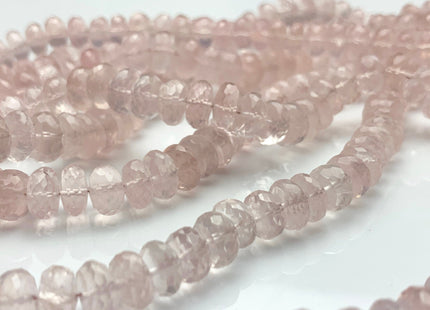 7-11 mm AAA 100% Natural Faceted Rondelle Rose Quartz Gemstone Top Quality Natural Gemmy Pink Color Rose Quartz Beads 8 Inches #2948