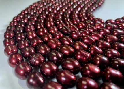 10x12 mm AA Mahogany Color Rice / Oval Shape Freshwater Pearl Beads Genuine Freshwater Rice Pearls Rare Burgundy Red Color High Luster #1148