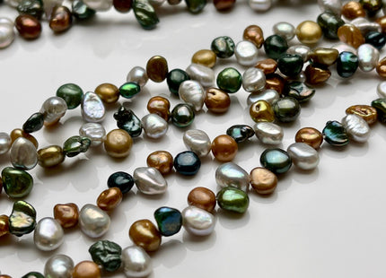 6x8 mm AAA Mixed Gray Green Copper Color Keshi Freshwater Pearls Top Drilled Keshi Pearl Beads Rare Genuine High Luster Keshi Pearls #P1731