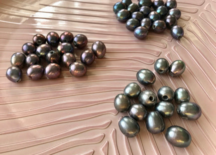10x12 mm AA Blue Gray Or Purple Peacock Large Hole Freshwater Rice/Oval Pearl Beads Hole Size 2.2mm Genuine Freshwater Pearls #1609