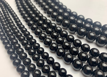 4mm 6mm 8mm 10mm AAA Smooth Round Black Tourmaline Gemstone Beads High Quality Black Tourmaline Loose Beads. #2290