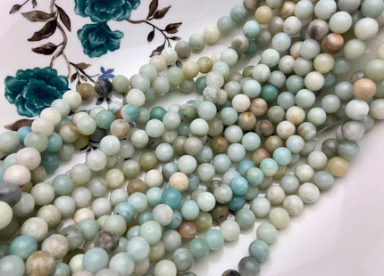 8 mm Smooth Round Amazonite Semi Precious Stone Beads, Multi Color Amazonite Gemstone Beads, Natural Round Amazonite Beads #478