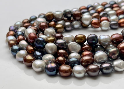 9mm AAA Potato Nugget Freshwater Pearl Beads Multi Gray Brown Peacock Mixed Color Genuine Freshwater Pearl Limited Edition Color #1083