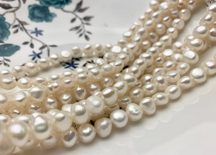 8-8.5 mm AAA Natural White High Luster Nugget Freshwater Pearls Genuine Natural White Smooth Potato Pearl Nuggets 53 Pieces #570