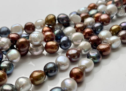 9mm AAA Potato Nugget Freshwater Pearl Beads Multi Gray Brown Peacock Mixed Color Genuine Freshwater Pearl Limited Edition Color #1083