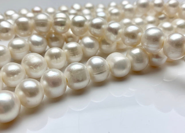 11-12 mm Large Hole Natural White Freshwater Pearl Beads Hole Size 2.2 mm Genuine Natural White Large Hole Pearls #1775