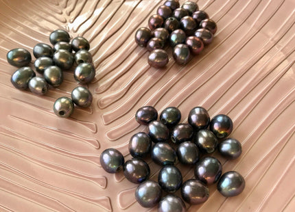 10x12 mm AA Blue Gray Or Purple Peacock Large Hole Freshwater Rice/Oval Pearl Beads Hole Size 2.2mm Genuine Freshwater Pearls #1609