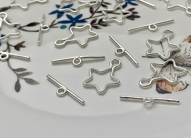 11x15 mm 925 Sterling Silver Toggle Clasp Genuine 925 Sterling Silver Toggle Findings With Star Shape Design DIY Jewelry #10172