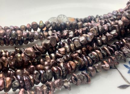 6-7 mm Dark Chocolate Brown Color Keshi Freshwater Pearl Beads Genuine High Luster Center Drilled Disc Cornflakes Keshi Beads #P2084