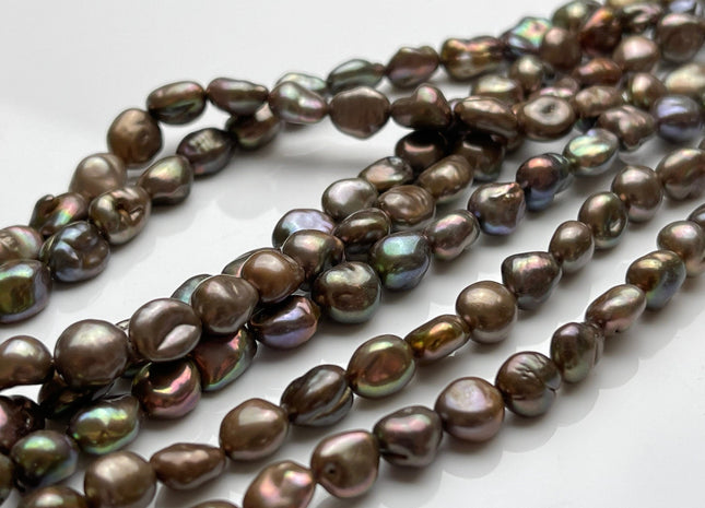 5-6x7-8 mm Dark Brown Copper Color Keshi Rice Nugget Freshwater Pearl Beads Genuine Natural Keshi Pearl #P1778