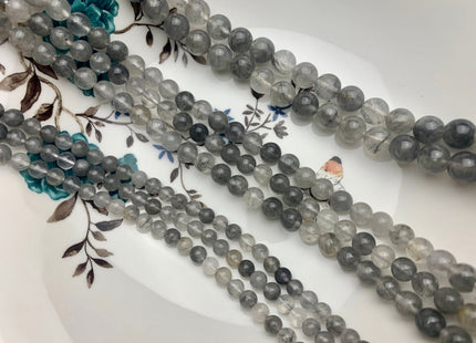 4mm 6mm 8mm 10mm AAA Smooth Round Cloudy Quartz Gemstone Beads Natural Light And Dark Gray Quartz Gemstone Loose Beads #2304