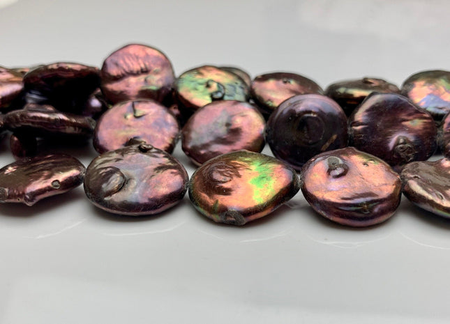 19-20 mm Purplish Brown Jumbo Freshwater Coin Pearls Genuine Freshwater Coin Pearls Limited Edition Purplish Brown Color Pearl Beads #1389