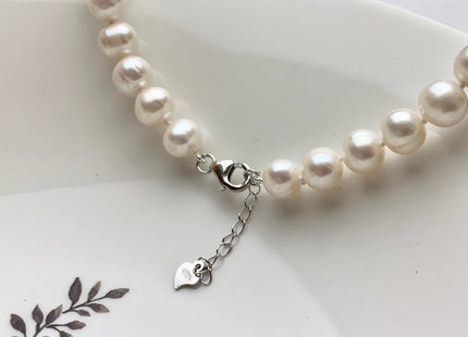 16/18/20/24 Inches Hand Knotted 8-9mm AA Potato Pearl Necklace Natural White Freshwater Pearl Necklace With Adjustable Silver Clasp #P1174