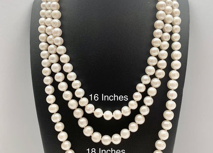 16/18/20/24 Inches Hand Knotted 8-9mm AA Potato Pearl Necklace Natural White Freshwater Pearl Necklace With Adjustable Silver Clasp #P1174