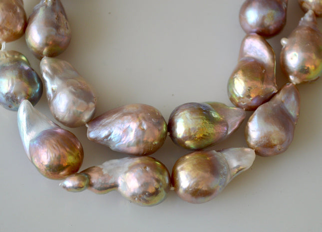 13-18 x 22-30 mm Jumbo Natural Pink Baroque Pearl, Natural Pink Genuine Baroque Pearl Beads, Natural Pink Baroque Pearls #525