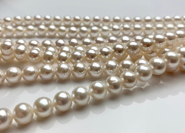 7mm AAA Extra Shiny Natural White Perfect Round Large Hole Freshwater Pearl Genuine High Luster White Bridal Pearl HoleSize 1.2-2.1mm #P1471